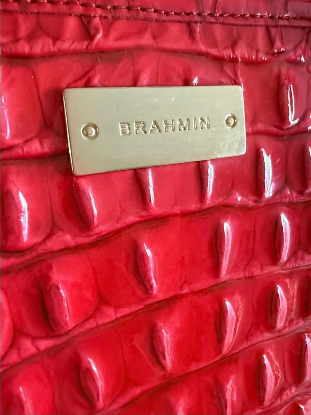 BRAHMIN Asher Red Croc-Embossed Tote Bag